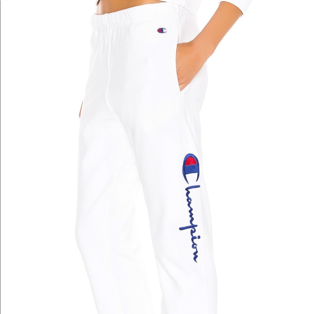 Champion side logo white sweat pants - XS